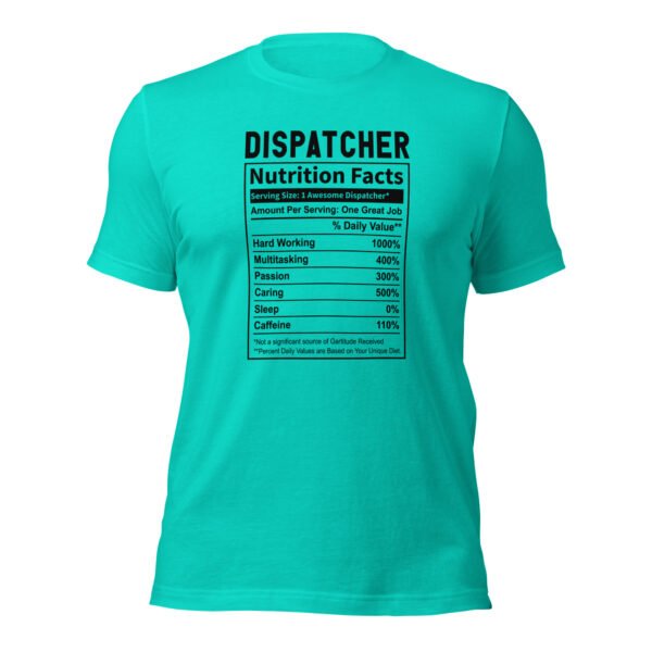 unisex-staple-t-shirt-teal-front-6988b10c444a2.jpg Dispatcher Nutrition Facts