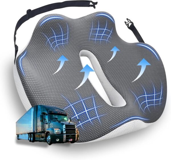 Memory Foam Seat Cushion for Truck Drivers (Back & Pain Relief)