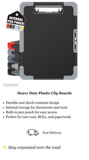 Heavy-Duty Clipboard with Storage for Truck Drivers