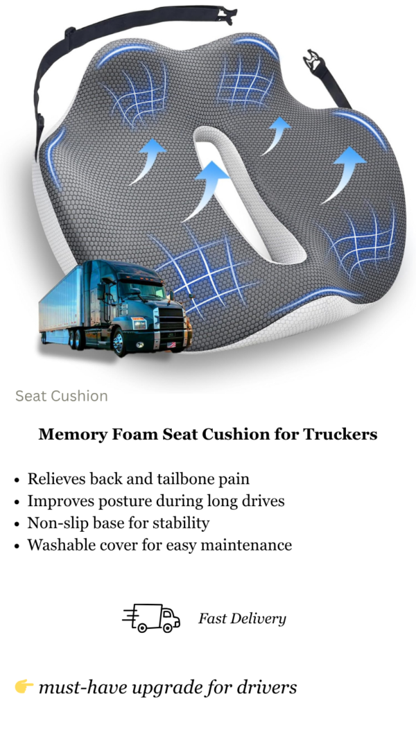 Memory Foam Seat Cushion for Truck Drivers (Back & Pain Relief)