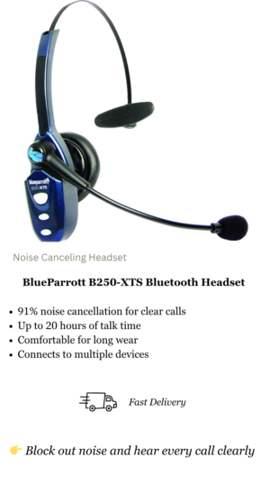 Noise Cancelling BlueParrott Bluetooth Headset for Truck Drivers (Hands-Free Calls)